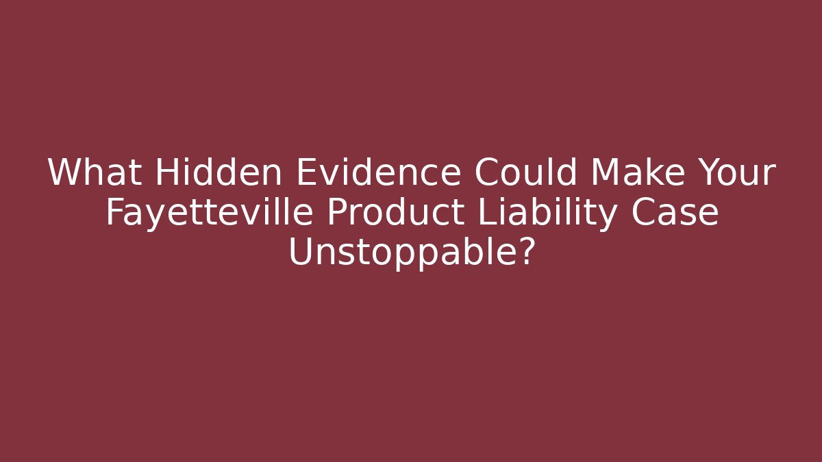 What Hidden Evidence Could Make Your Fayetteville Product Liability Case Unstoppable?