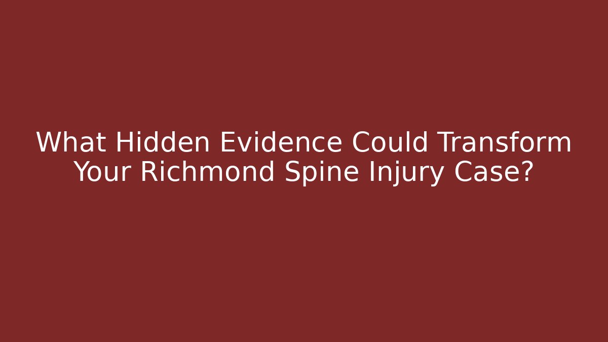 What Hidden Evidence Could Transform Your Richmond Spine Injury Case? - WealthxGroup