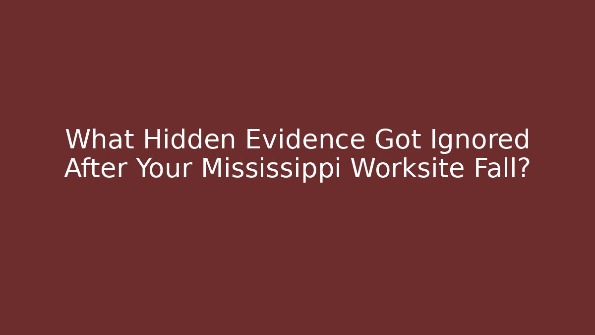 What Hidden Evidence Got Ignored After Your Mississippi Worksite Fall? - WealthxGroup