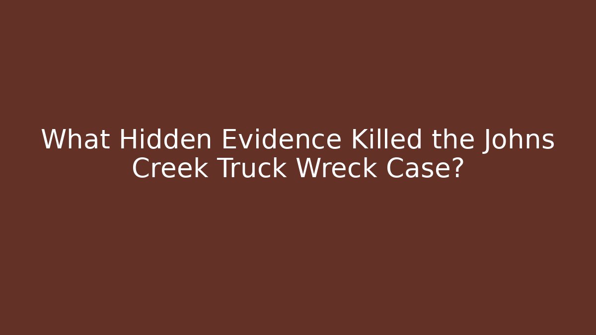 What Hidden Evidence Killed the Johns Creek Truck Wreck Case?