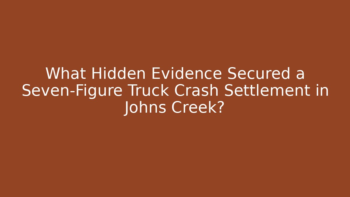 What Hidden Evidence Secured a Seven-Figure Truck Crash Settlement in Johns Creek?