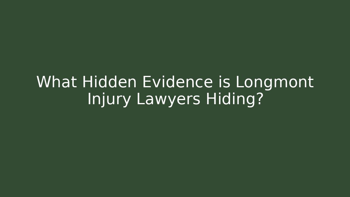 What Hidden Evidence is Longmont Injury Lawyers Hiding?