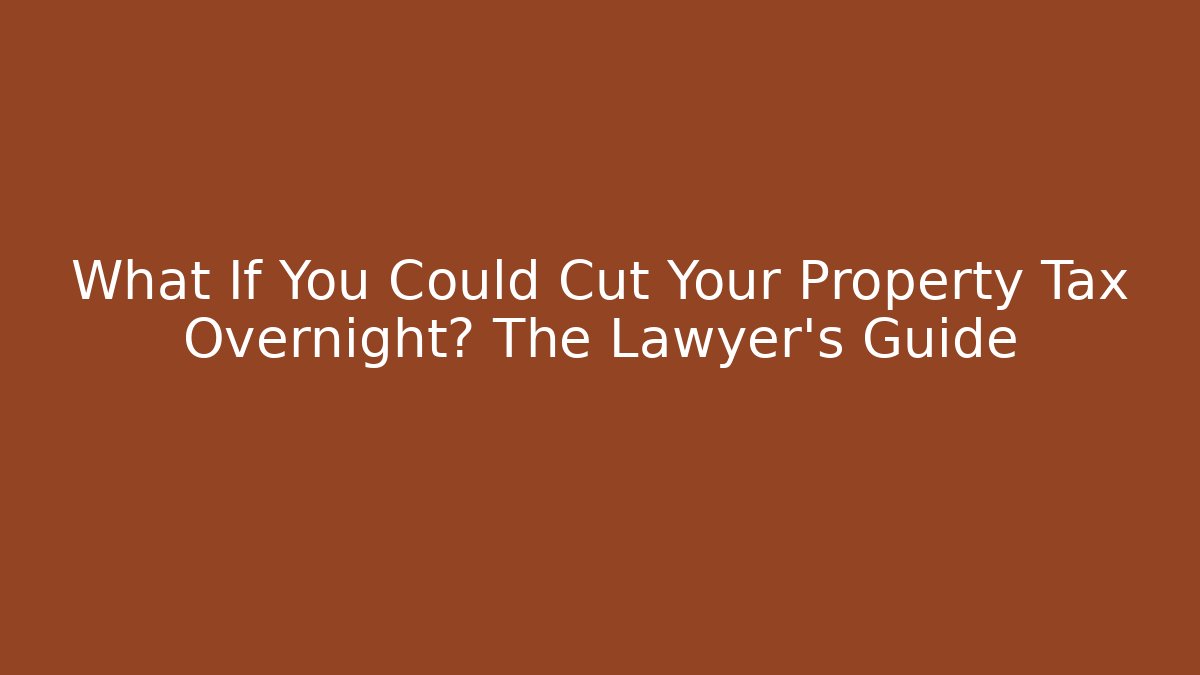 What If You Could Cut Your Property Tax Overnight? The Lawyer's Guide