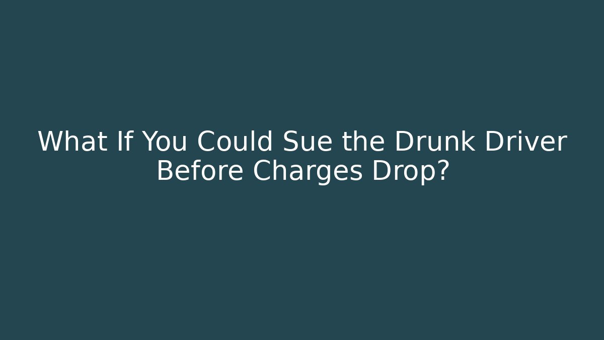 What If You Could Sue the Drunk Driver Before Charges Drop?