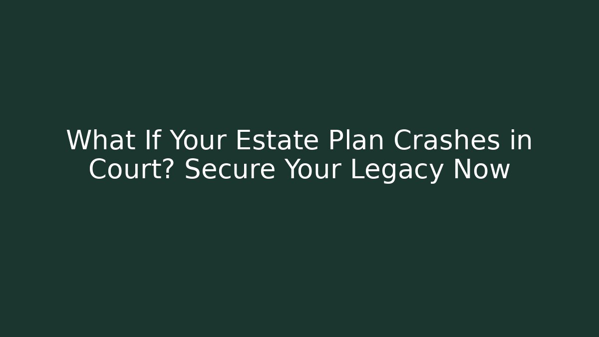 What If Your Estate Plan Crashes in Court? Secure Your Legacy Now
