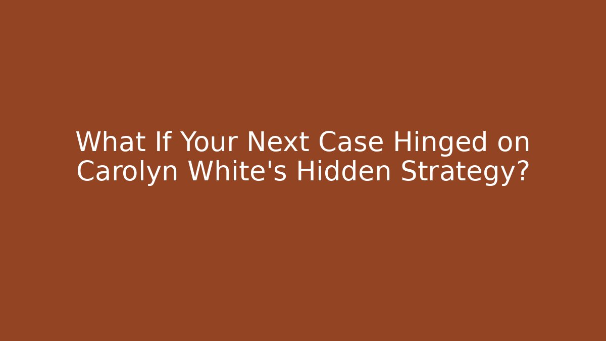 What If Your Next Case Hinged on Carolyn White's Hidden Strategy?