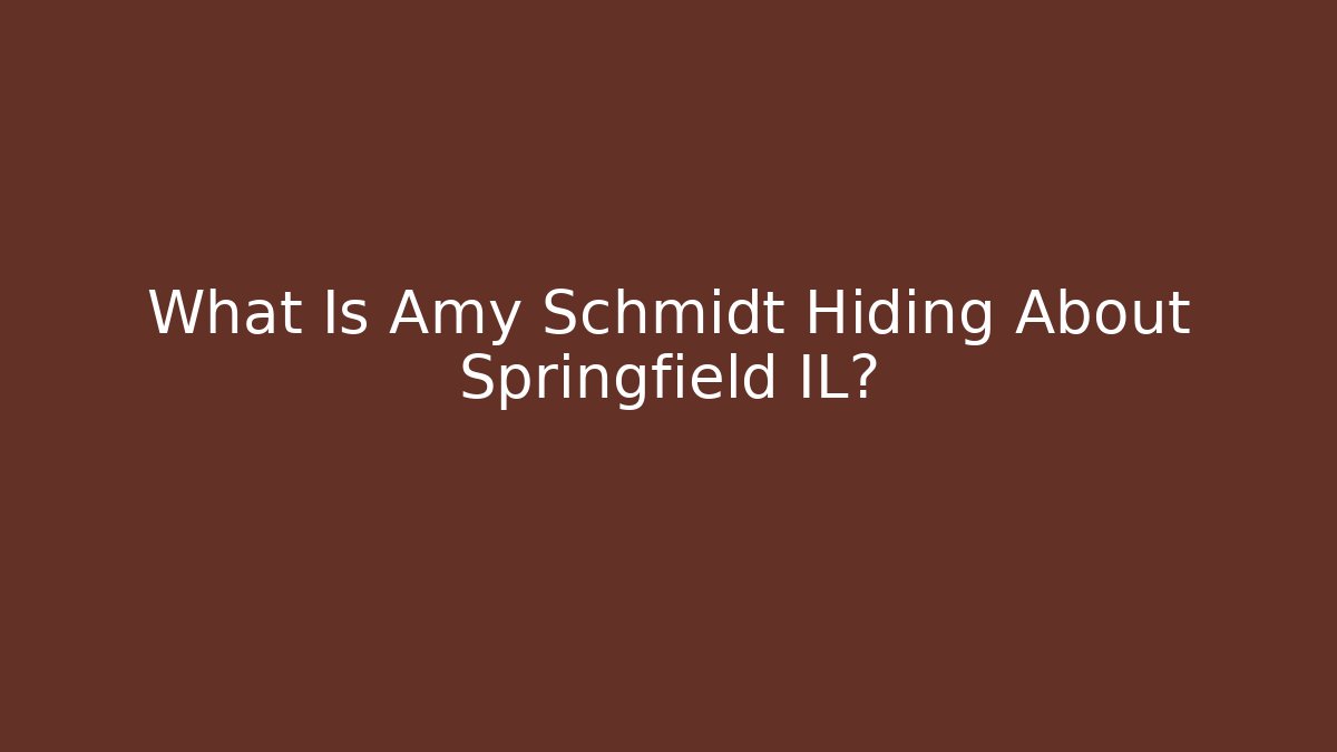 What Is Amy Schmidt Hiding About Springfield IL?