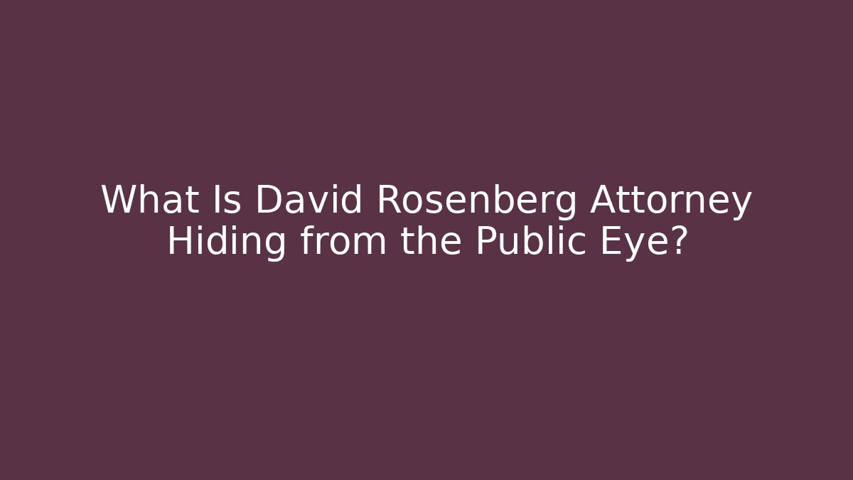 What Is David Rosenberg Attorney Hiding from the Public Eye?