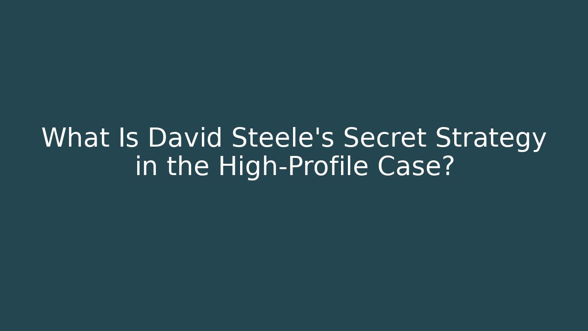 What Is David Steele's Secret Strategy in the High-Profile Case?