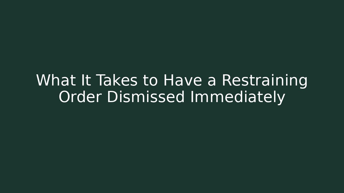 What It Takes to Have a Restraining Order Dismissed Immediately