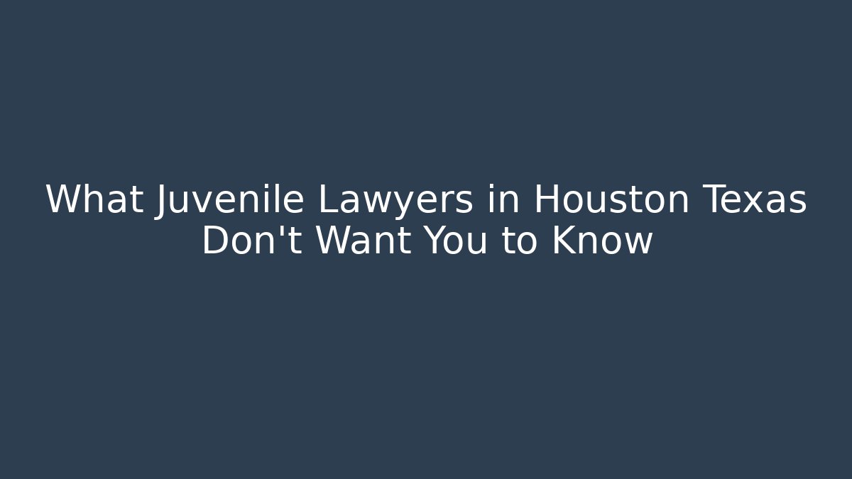 What Juvenile Lawyers in Houston Texas Don't Want You to Know