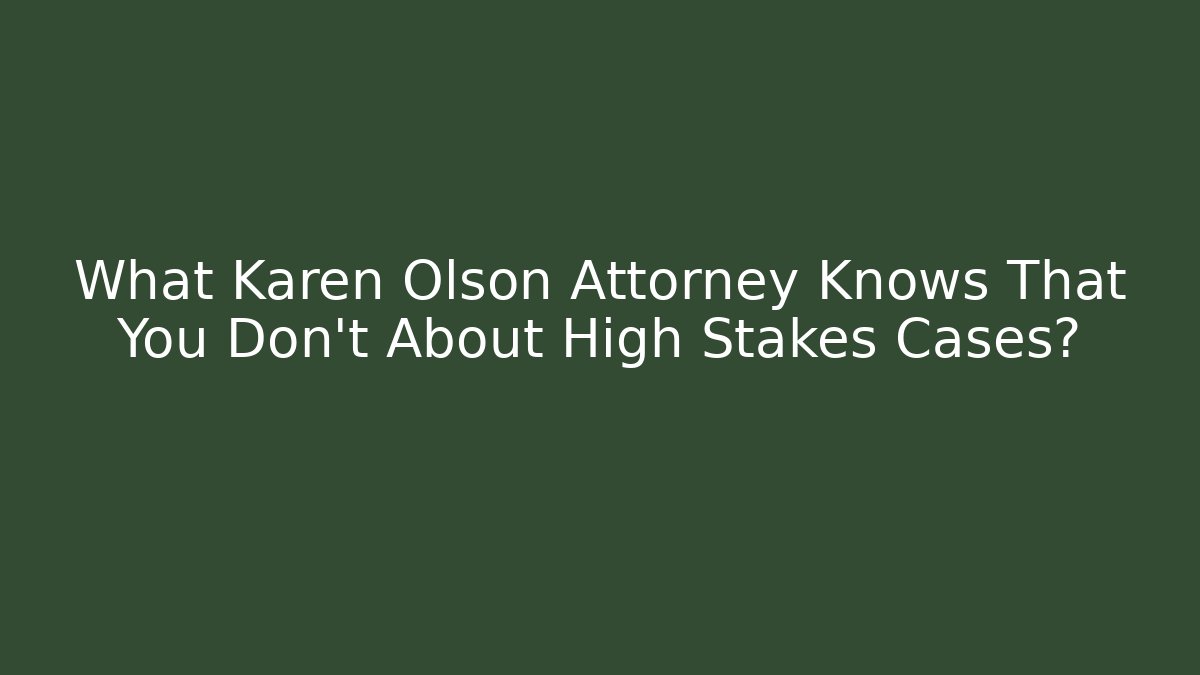 What Karen Olson Attorney Knows That You Don't About High Stakes Cases?