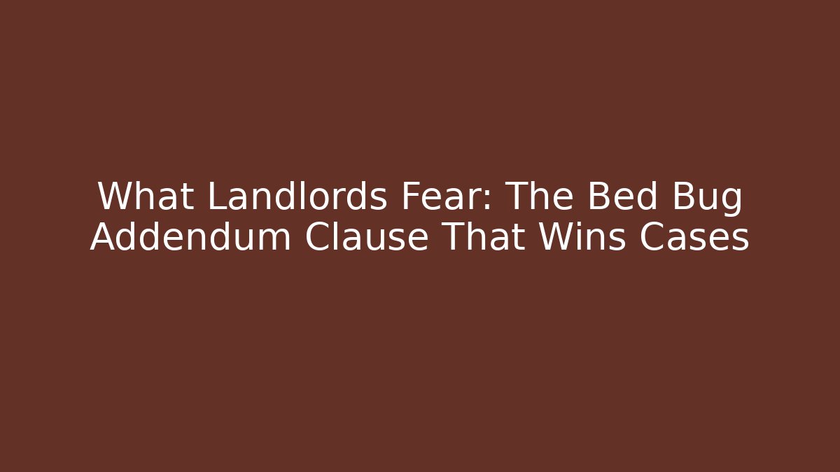 What Landlords Fear: The Bed Bug Addendum Clause That Wins Cases