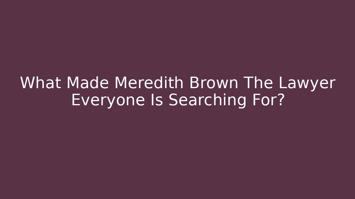 What Made Meredith Brown The Lawyer Everyone Is Searching For?