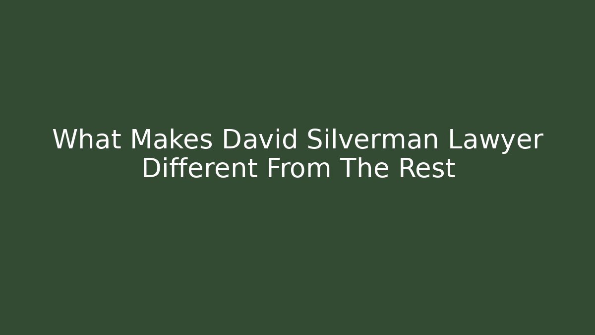 What Makes David Silverman Lawyer Different From The Rest