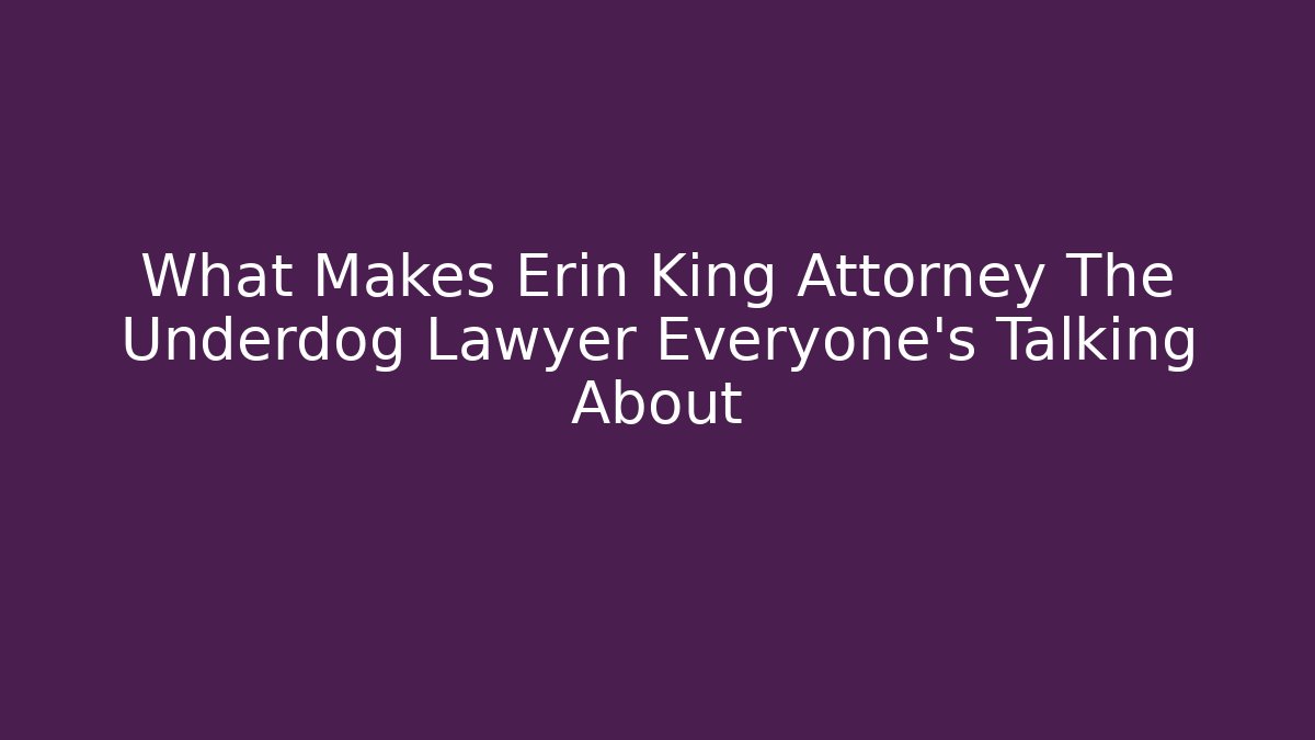 What Makes Erin King Attorney The Underdog Lawyer Everyone's Talking About