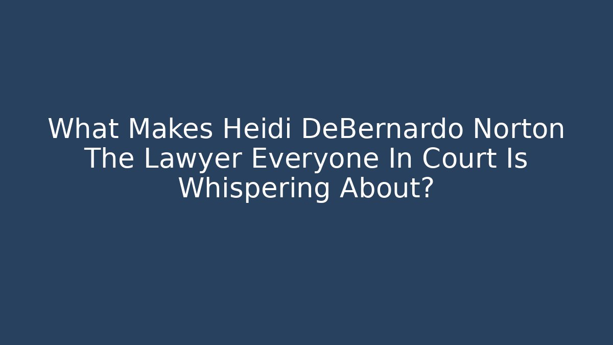 What Makes Heidi DeBernardo Norton The Lawyer Everyone In Court Is Whispering About?