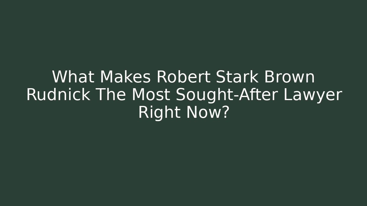 What Makes Robert Stark Brown Rudnick The Most Sought-After Lawyer Right Now?