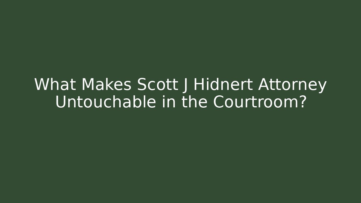 What Makes Scott J Hidnert Attorney Untouchable in the Courtroom?