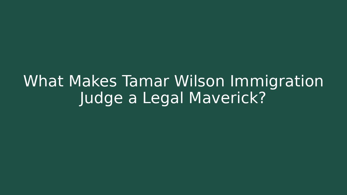 What Makes Tamar Wilson Immigration Judge a Legal Maverick?