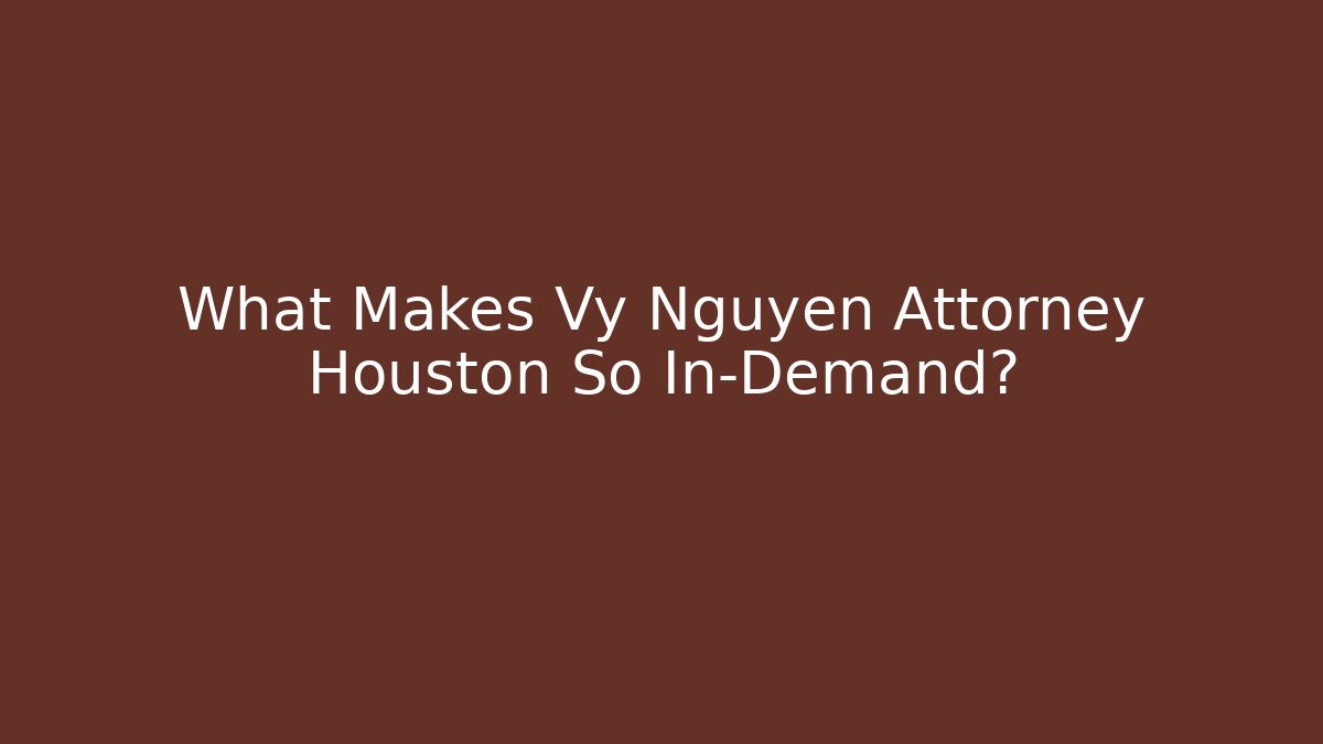 What Makes Vy Nguyen Attorney Houston So In-Demand?