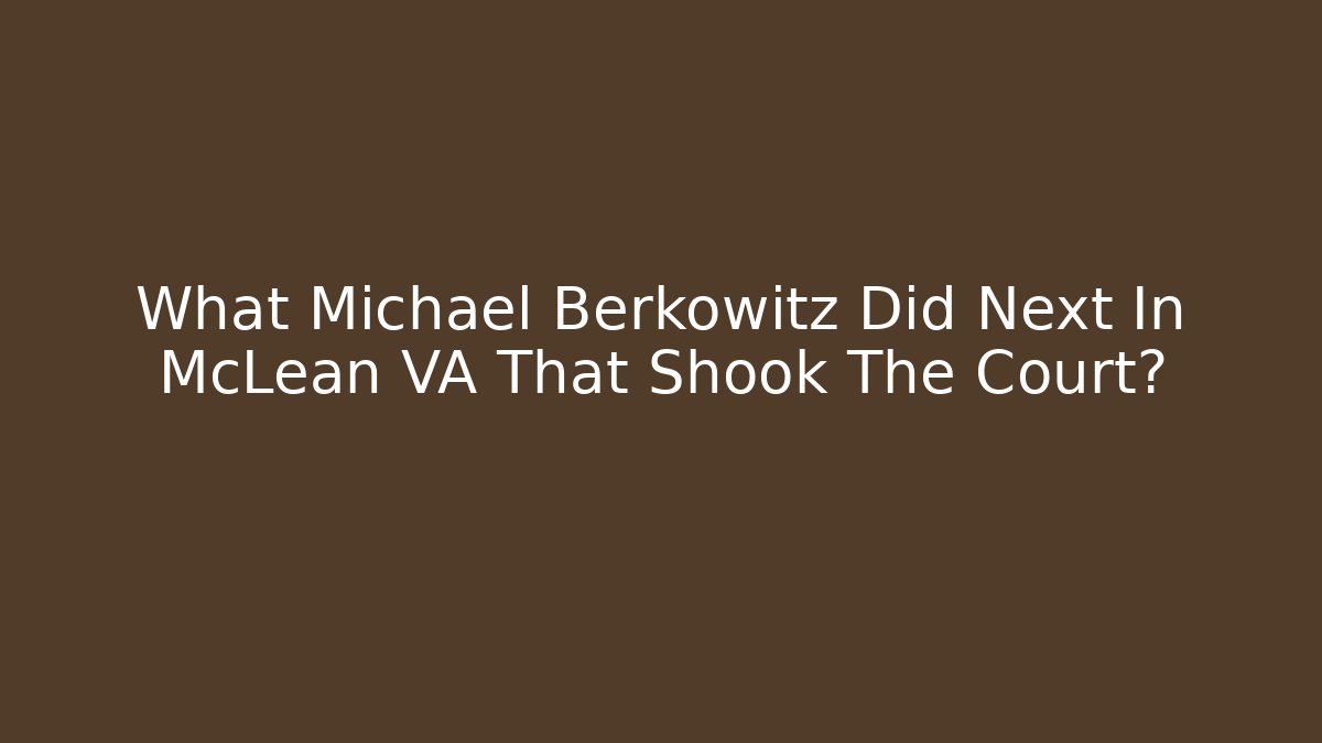 What Michael Berkowitz Did Next In McLean VA That Shook The Court?