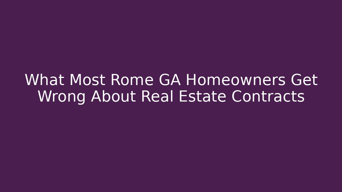 What Most Rome GA Homeowners Get Wrong About Real Estate Contracts