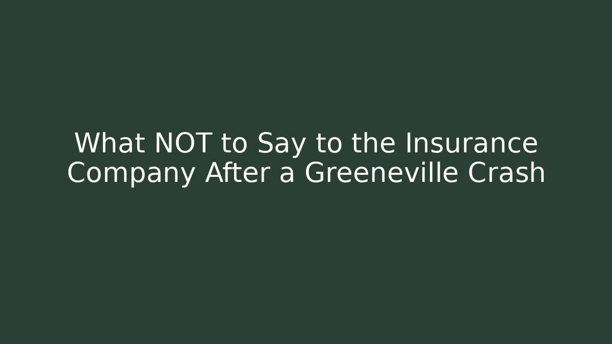 What NOT to Say to the Insurance Company After a Greeneville Crash