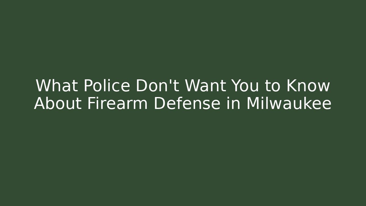 What Police Don't Want You to Know About Firearm Defense in Milwaukee