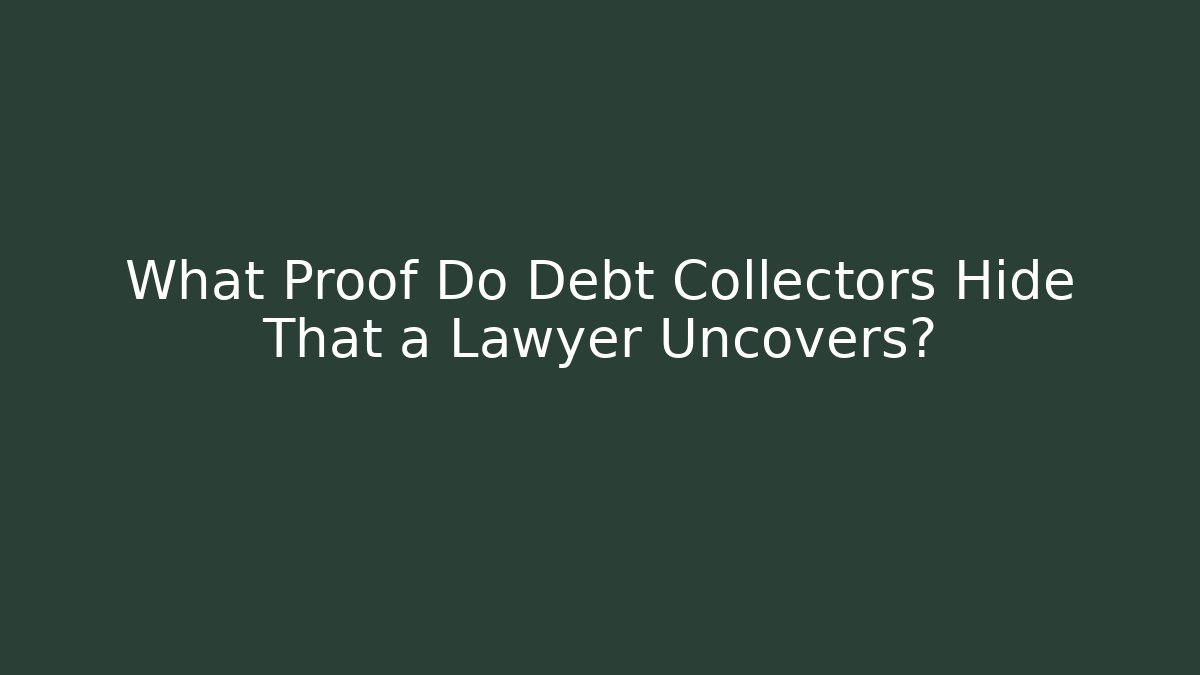 What Proof Do Debt Collectors Hide That a Lawyer Uncovers?