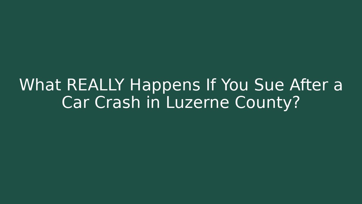 What REALLY Happens If You Sue After a Car Crash in Luzerne County?