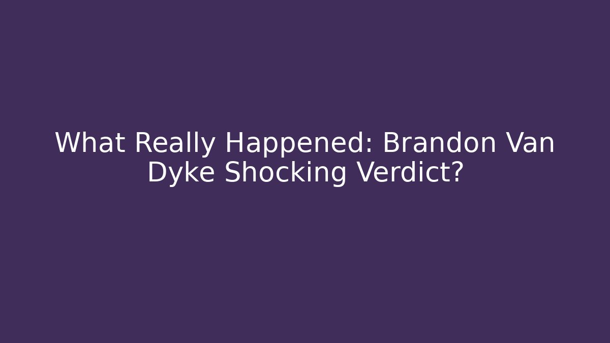 What Really Happened: Brandon Van Dyke Shocking Verdict? - WealthxGroup