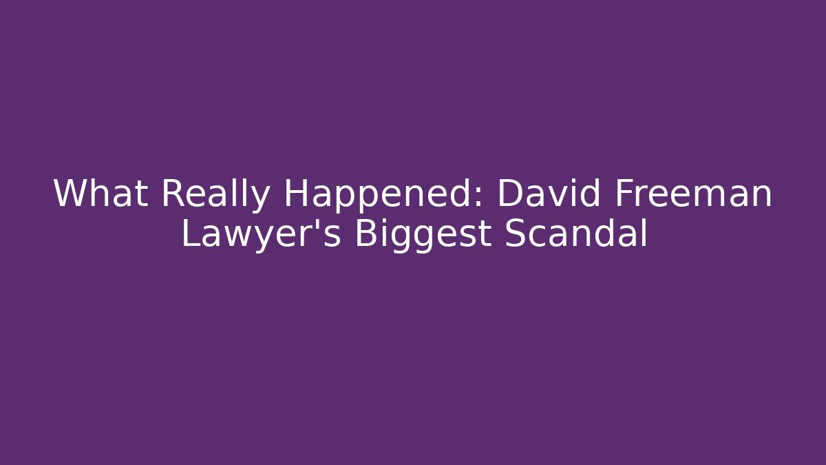 What Really Happened: David Freeman Lawyer's Biggest Scandal