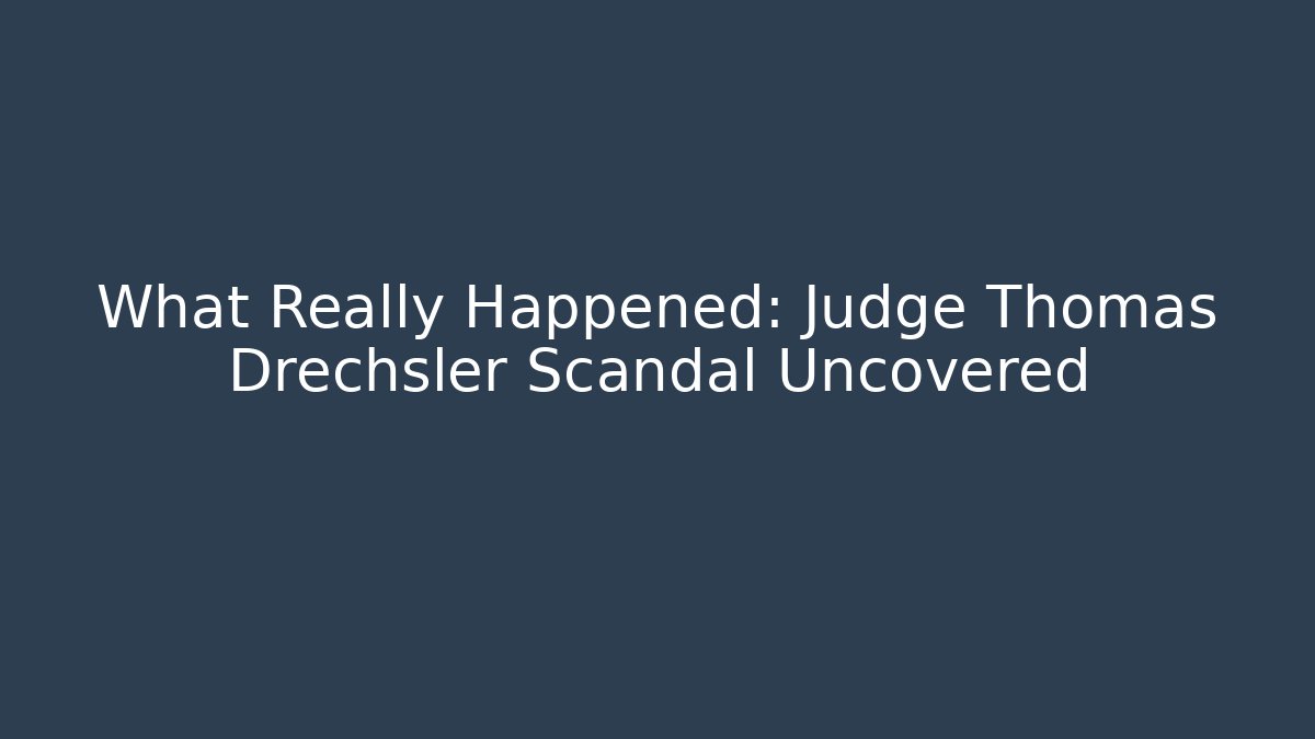 What Really Happened: Judge Thomas Drechsler Scandal Uncovered