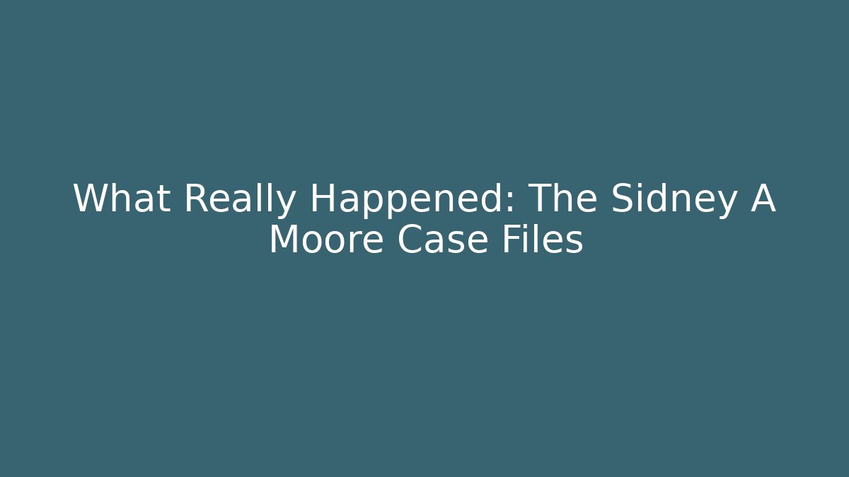 What Really Happened: The Sidney A Moore Case Files