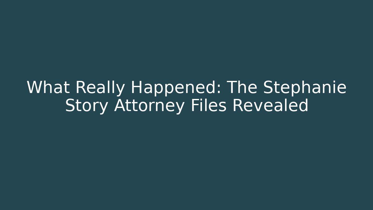 What Really Happened: The Stephanie Story Attorney Files Revealed