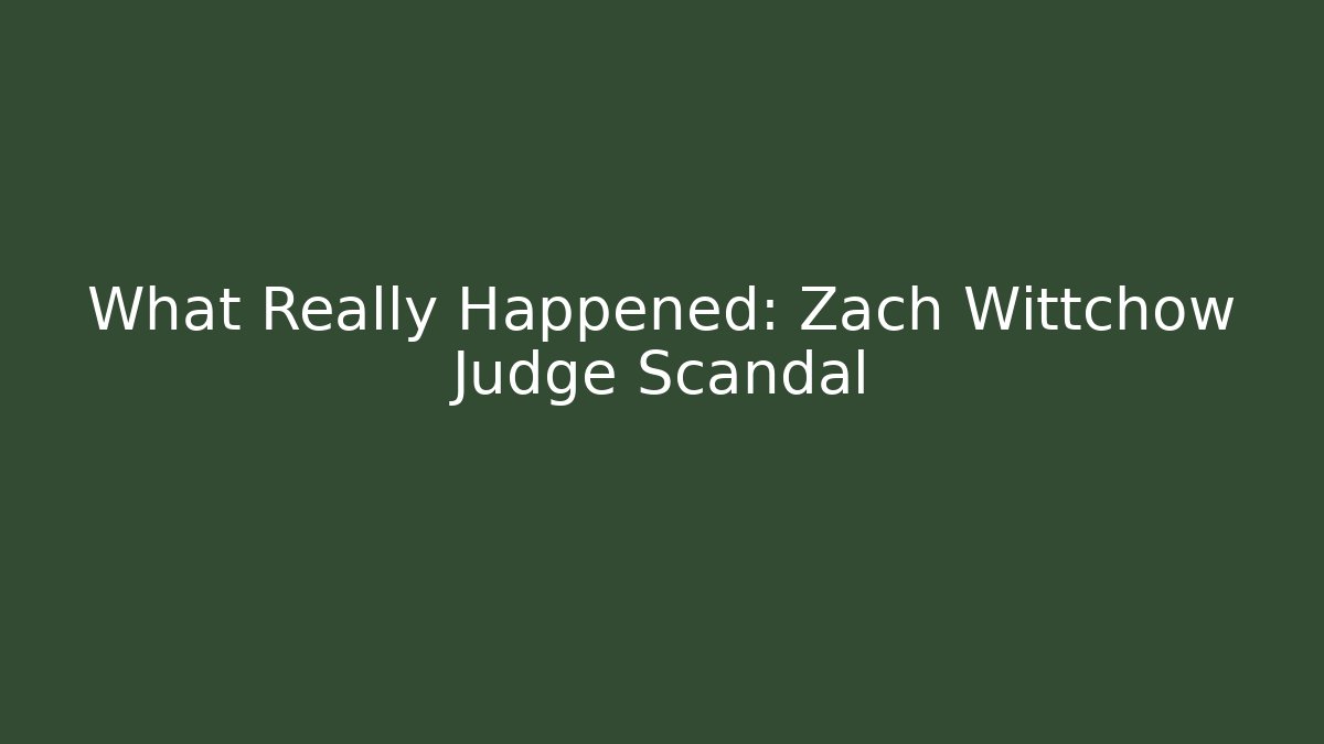 What Really Happened: Zach Wittchow Judge Scandal