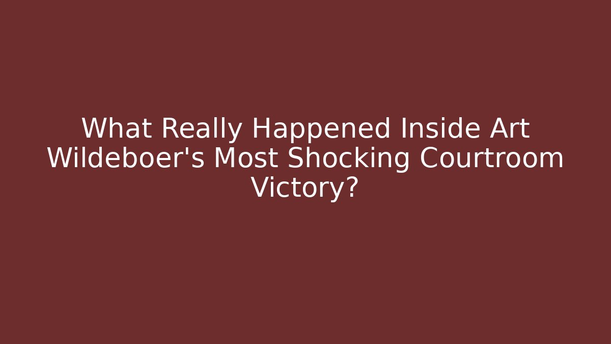 What Really Happened Inside Art Wildeboer's Most Shocking Courtroom Victory?