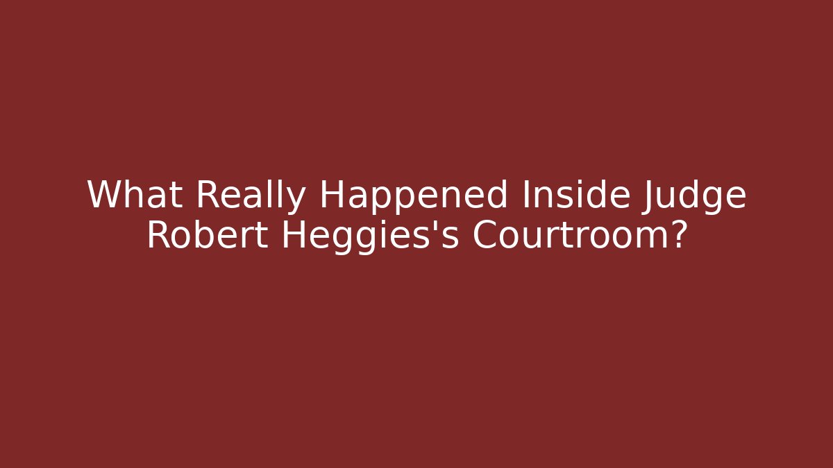 What Really Happened Inside Judge Robert Heggies's Courtroom? - WealthxGroup