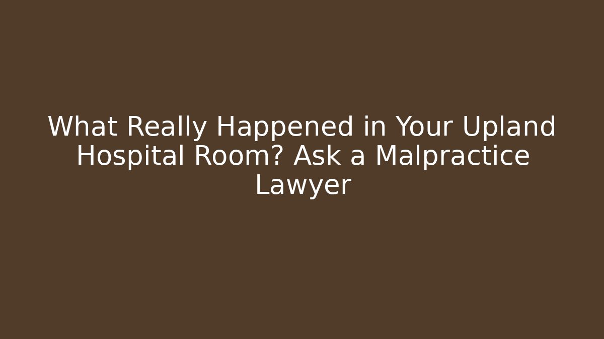 What Really Happened in Your Upland Hospital Room? Ask a Malpractice Lawyer