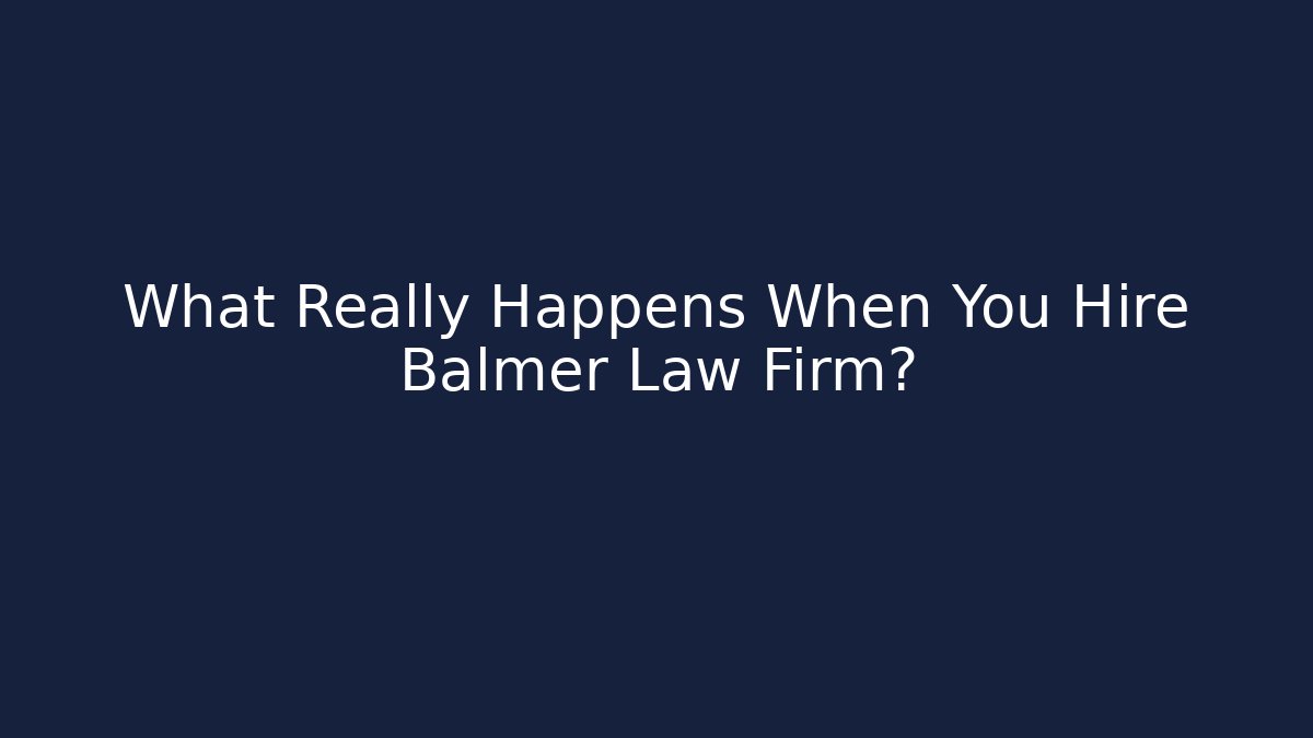 What Really Happens When You Hire Balmer Law Firm?