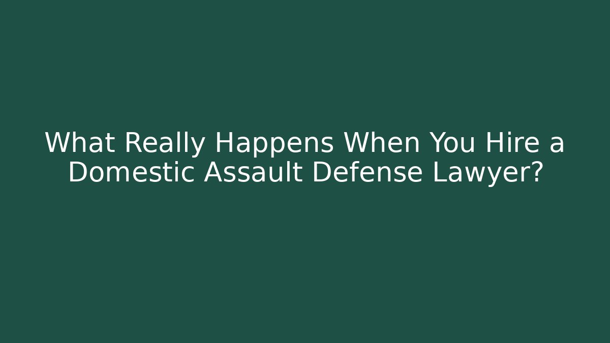 What Really Happens When You Hire a Domestic Assault Defense Lawyer?