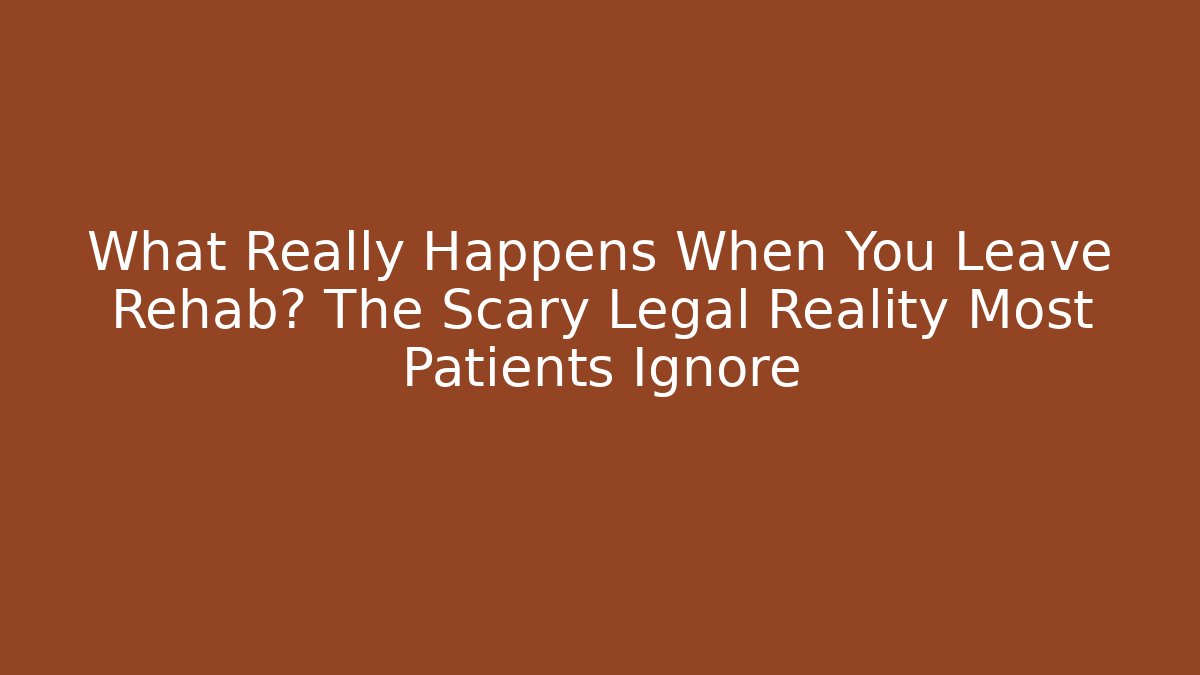 What Really Happens When You Leave Rehab? The Scary Legal Reality Most Patients Ignore