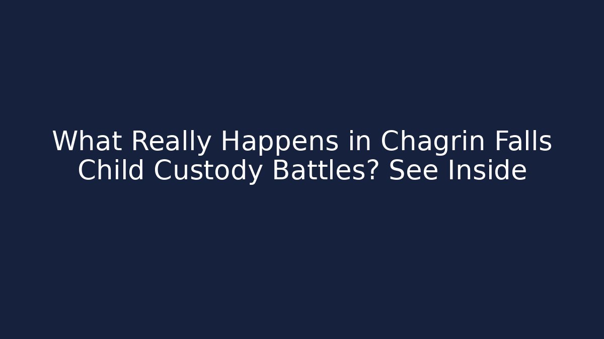 What Really Happens in Chagrin Falls Child Custody Battles? See Inside