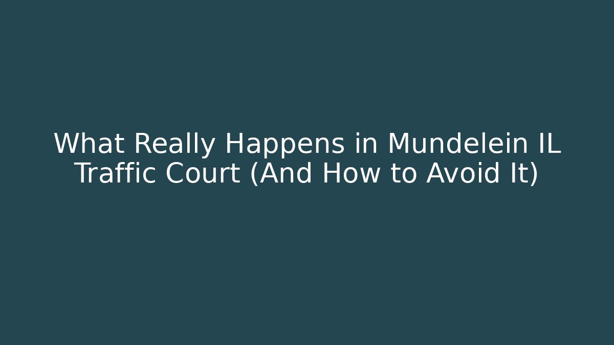 What Really Happens in Mundelein IL Traffic Court (And How to Avoid It)