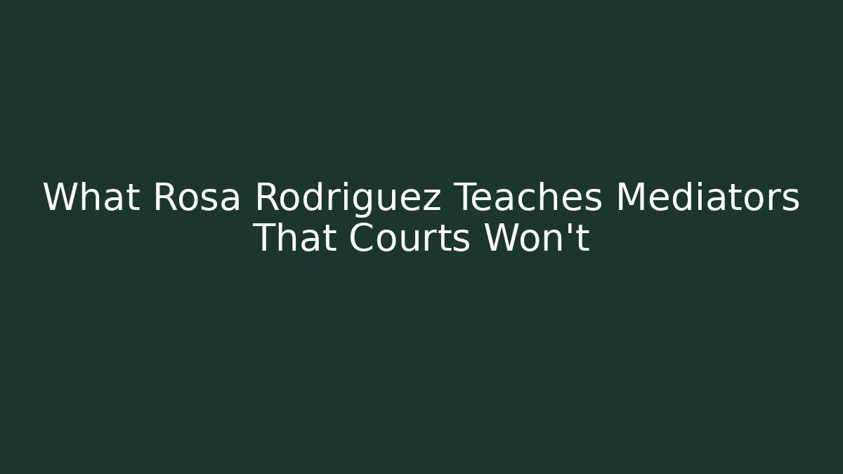 What Rosa Rodriguez Teaches Mediators That Courts Won’t - WealthxGroup