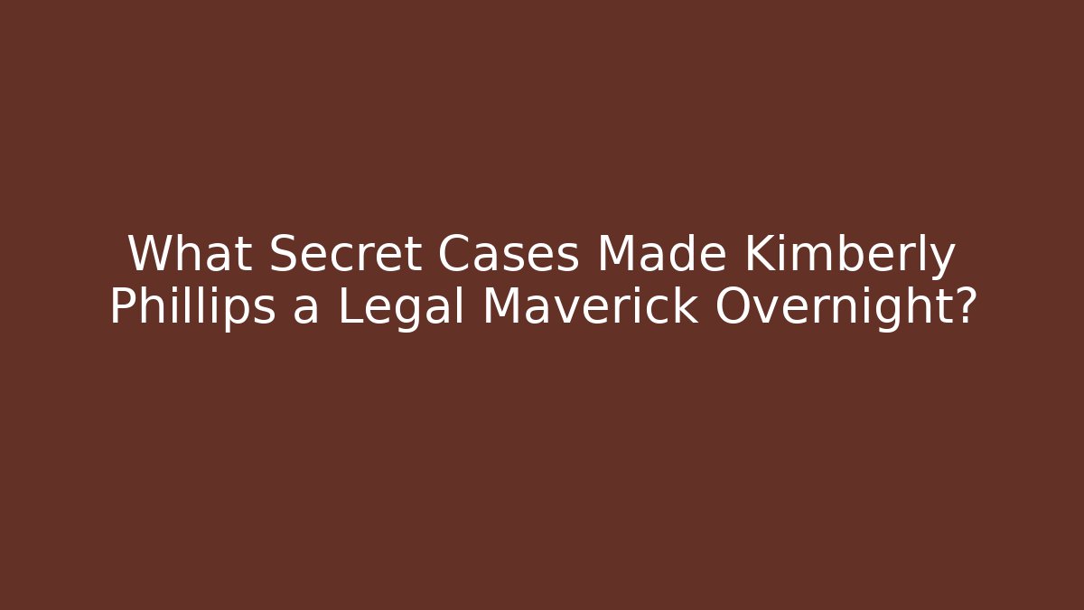 What Secret Cases Made Kimberly Phillips a Legal Maverick Overnight?