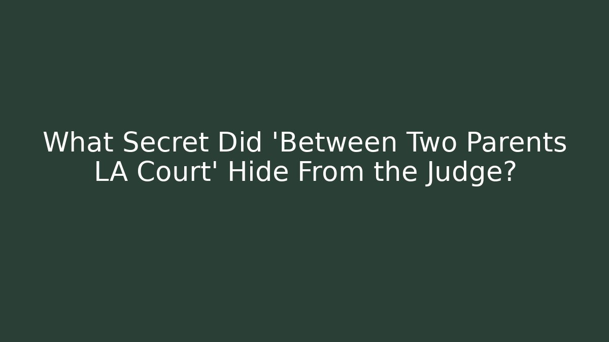 What Secret Did 'Between Two Parents LA Court' Hide From the Judge? - WealthxGroup