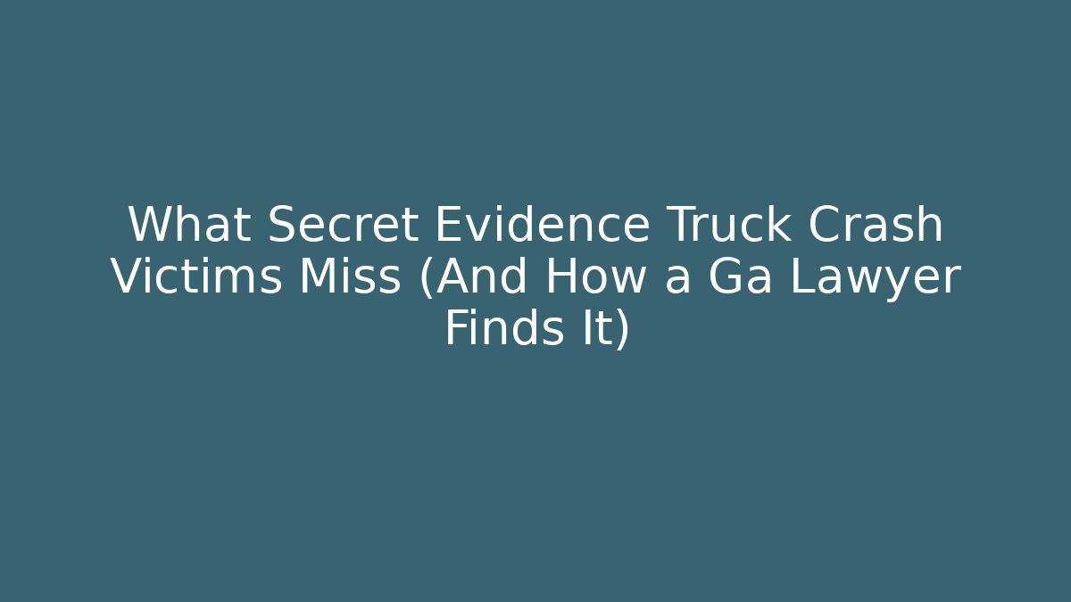 What Secret Evidence Truck Crash Victims Miss (And How a Ga Lawyer Finds It)