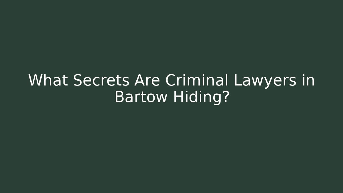 What Secrets Are Criminal Lawyers in Bartow Hiding?